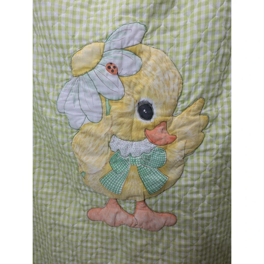 Quilt Vintage Duck Baby Nursery Yellow Green Daisy 44.5 By 43 In